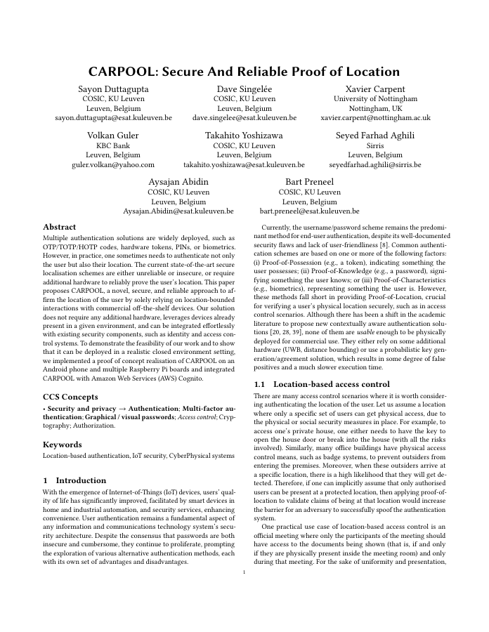 Thumbnail: CARPOOL: Secure And Reliable Proof of Location